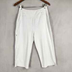 NWT Athleisure Wide Leg Crop Pants Women's M White Poly Spandex Stretch High